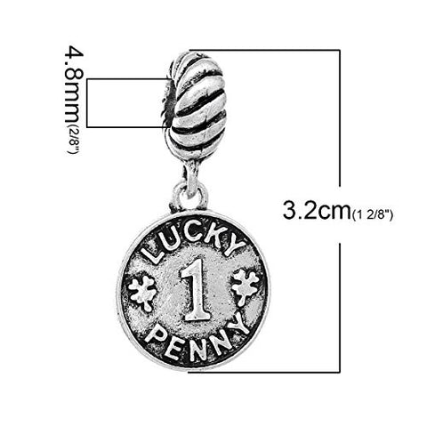 Lucky Penny Charm Bead for Most European Snake Chain Bracelet - Sexy Sparkles Fashion Jewelry - 2