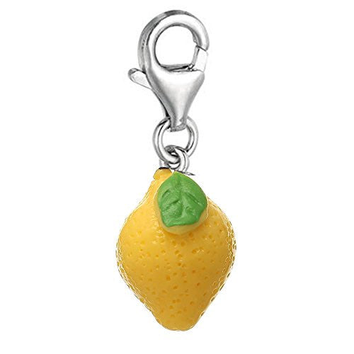 Resin Lemon Yellow Fruit Clip on Charm Pendant for European Jewelry w/ Lobster Clasp - Sexy Sparkles Fashion Jewelry
