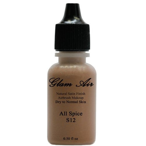 Large Bottle Airbrush Makeup Foundation Satin S12 All Spice Water-based Makeup Lasting All Day 0.50 Oz Bottle By Glam Air