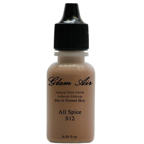 Large Bottle Airbrush Makeup Foundation Satin S12 All Spice Water-based Makeup Lasting All Day 0.50 Oz Bottle By Glam Air - Sexy Sparkles Fashion Jewelry - 1
