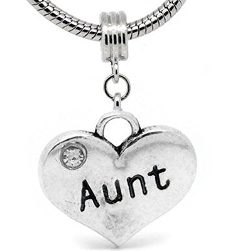 2 Sided Heart Charm (Aunt)Spacer Bead for European Snake Chain Charm Bracelet - Sexy Sparkles Fashion Jewelry