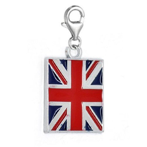 Clip on UK Flag Charm Dangle Pendant for European Clip on Charm Jewelry with Lobster Clasp - Sexy Sparkles Fashion Jewelry