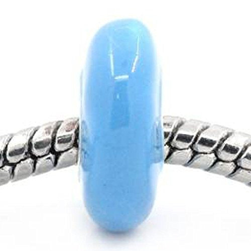 European Charm Beads Flat Round Silver Plated Enamel - Sexy Sparkles Fashion Jewelry - 1