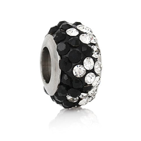 Clear and Black  Crystals Charm Bead for snake charm Bracelet #3053 - Sexy Sparkles Fashion Jewelry