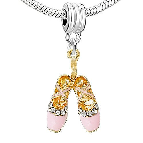 Pink Ballerina Ballet Shoes European Bead Compatible for Most European Snake Chain Bracelet - Sexy Sparkles Fashion Jewelry