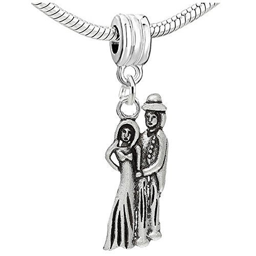 Bride & Groom Charm Dangle Bead Compatible with European Snake Chain Bracelet - Sexy Sparkles Fashion Jewelry