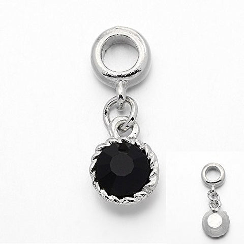 Black Dangle Created Birthstone Spacer Charm European Bead Compatible for Most European Snake Chain Bracelet - Sexy Sparkles Fashion Jewelry - 2