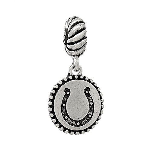 Good Luck Horseshoe Design on Dangle Charm Beads for Most European Snake Chain Bracelet