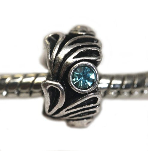 Aquamarine  Rhinestone Flower Bead European Bead Compatible for Most European Snake Chain Charm Bracelet - Sexy Sparkles Fashion Jewelry - 1