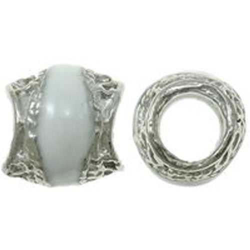 Enamel Design on Charm Bead For Snake Chain Bracelet (White)