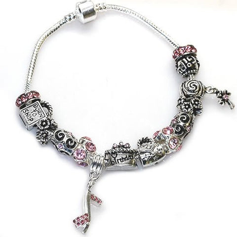 Happy Birthday Snake Chain Charm Bracelet European Style (6.5") - Sexy Sparkles Fashion Jewelry - 3