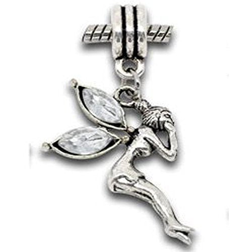 White Fairy Dangle Charmor for Snake Chain Charm  Bracelet (White)