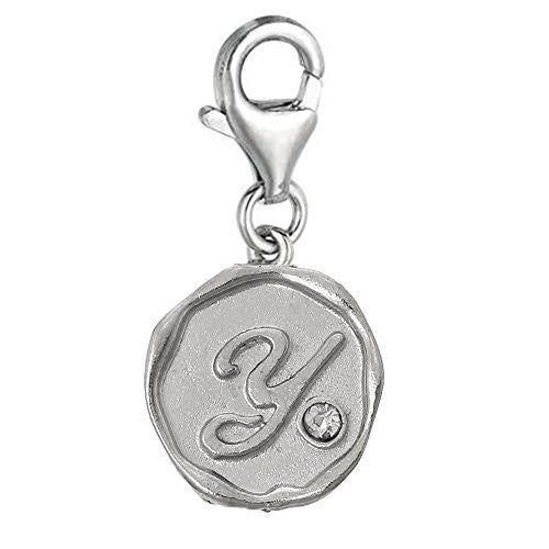 Alphabet Y Letter Charm Pendant for European Clip on Charm Jewelry w/ Lobster Clasp