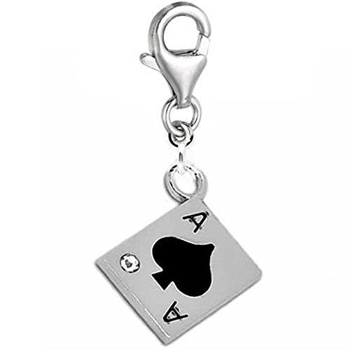 Clip on Poker Card Dangle Charm Pendant for European Clip on Charm Jewelry w/ Lobster Clasp - Sexy Sparkles Fashion Jewelry