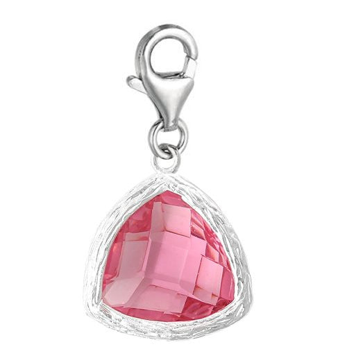 Copper Charm Pendants October Birthstone Triangle Bright Sparkly Silver  Cubic Zirconia Faceted - Sexy Sparkles Fashion Jewelry