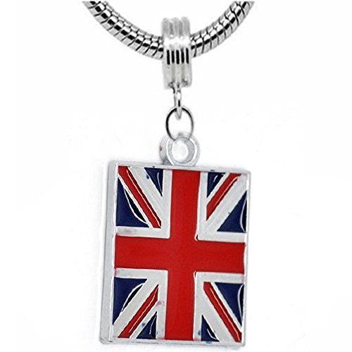 One Sided Uk Flag Bead Charm Dangle for snake Chain charm Bracelet - Sexy Sparkles Fashion Jewelry - 1