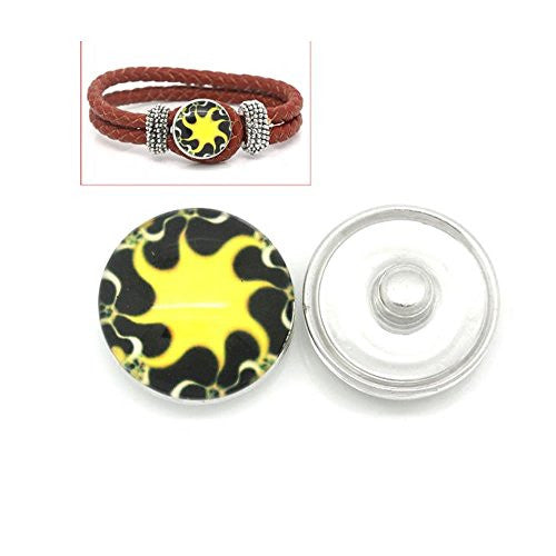 Sun Design Glass Chunk Charm Button Fits Chunk Bracelet 18mm for Noosa Style Chunk Leather Bracelet