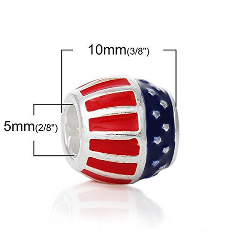 United States American Flag Bead Compatible for Most European Snake Chain Bracelet - Sexy Sparkles Fashion Jewelry - 3