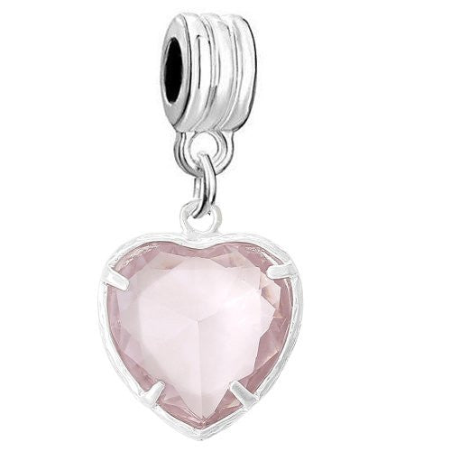 June Cubic zirconia Birthstone Charms Fits European Snake Chain Charm Bracelet