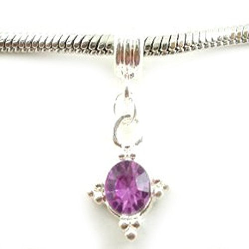 Purple  Rhinestone Dangle European Style For Snake Chain Charm Bracelet