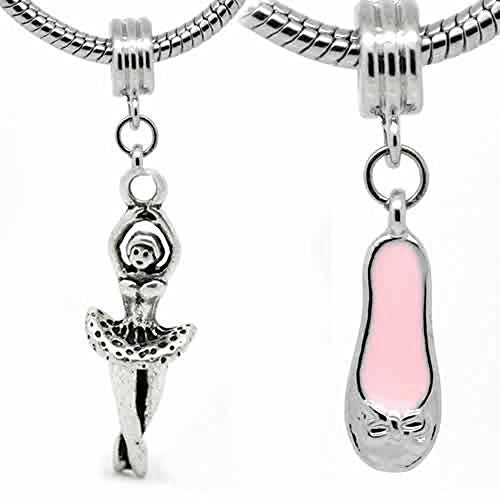 Dancing Ballerina and Pink Ballerina Shoe Charm for Snake Chain Bracelet - Sexy Sparkles Fashion Jewelry
