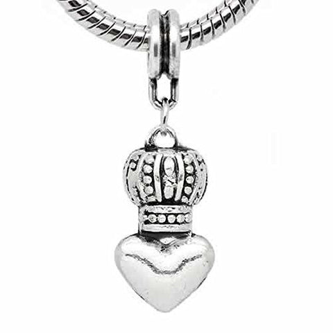 Crown on Heart European Bead Compatible for Most European Snake Chain Bracelet - Sexy Sparkles Fashion Jewelry - 1