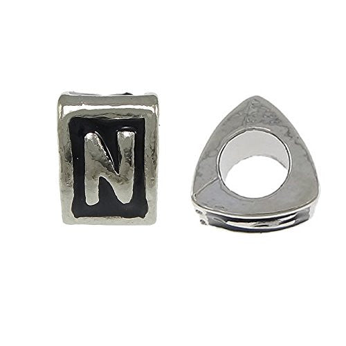 Letter  "N" Triangle Spacer European European Bead Compatible for Most European Snake Chain Charm Bracelet