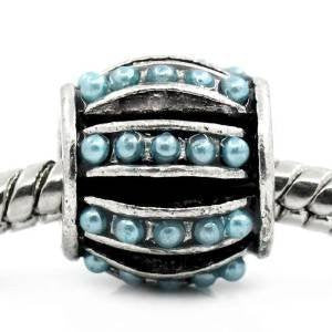 European Bead Silver Tone Spacer for Snake Chain Charm Bracelet (Light Blue) - Sexy Sparkles Fashion Jewelry - 4