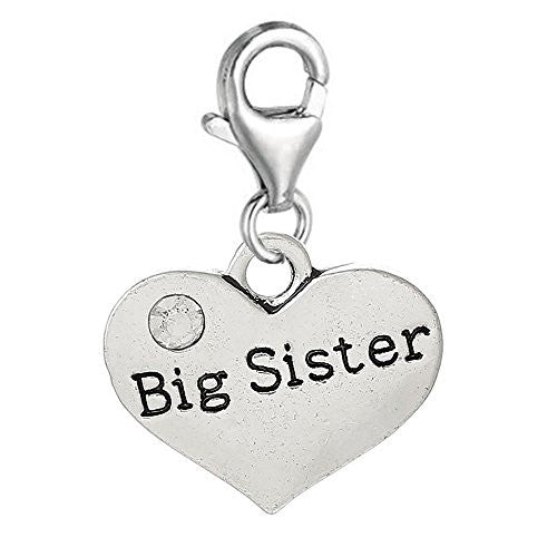 Big Sister Clip On Charm for European Jewelry w/ Lobster Clasp