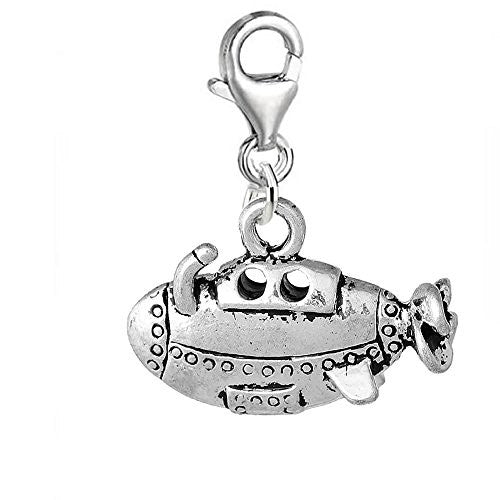 Clip on Submarine Ship Charm Pendant for Bracelet or Necklaces - Sexy Sparkles Fashion Jewelry