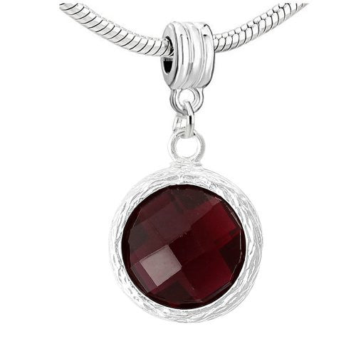 Copper Charm Pendants February Birthstone Round Bright Sparkly Silver Cubic Zirconia Faceted - Sexy Sparkles Fashion Jewelry