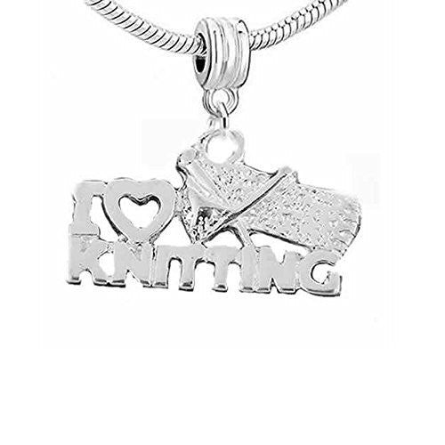 I Love Knitting Dangle Charm Beads for Snake Chain Charm Bracelet - Sexy Sparkles Fashion Jewelry