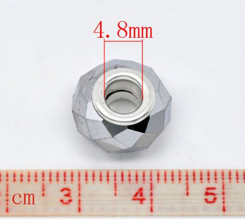 Beautiful -grey Faceted Glass Bead Charm European Bead Compatible for Most European Snake Chain Bracelet - Sexy Sparkles Fashion Jewelry - 3