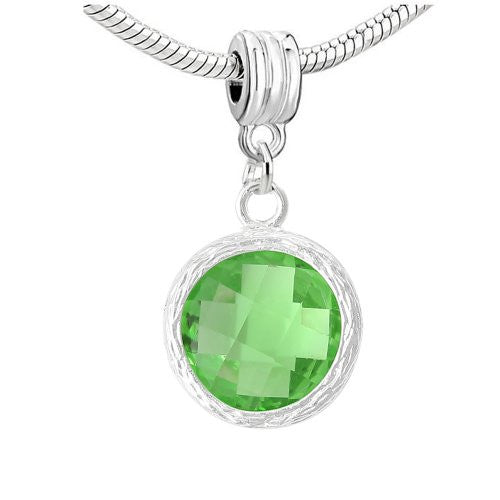 Round Rhinestone Birthstone Charms for Snake Chain Charm Bracelet (August) - Sexy Sparkles Fashion Jewelry