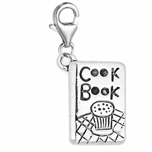 Clip on Cook Book Charm Dangle Pendant for European Clip on Charm Jewelry w/ Lobster Clasp