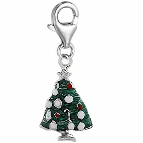 Clip on Christmas Tree Charm Dangle Pendant for European Clip on Charm Jewelry w/ Lobster Clasp - Sexy Sparkles Fashion Jewelry