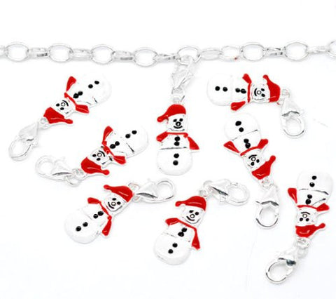 Clip on Christmas Snowman Charm for European Jewelry w/ Lobster Clasp - Sexy Sparkles Fashion Jewelry - 3