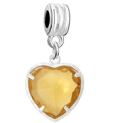 November Cubic zirconia Birthstone Charms Fits European Snake Chain Charm Bracelet - Sexy Sparkles Fashion Jewelry