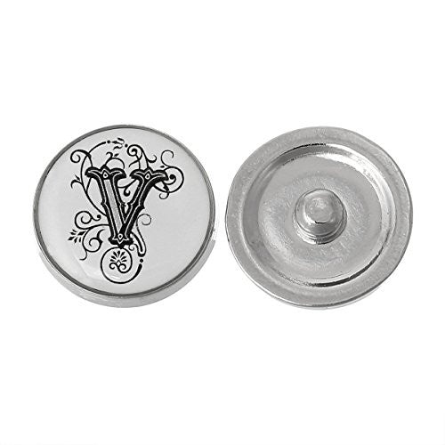 Alphabet Letter V Chunk Snap Button Pendant Fits Snaps Chunk Bracelet - Sexy Sparkles Fashion Jewelry - 1