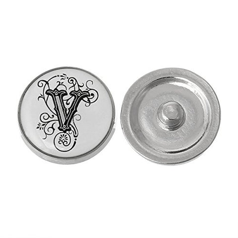 Alphabet Letter V Chunk Snap Button Pendant Fits Snaps Chunk Bracelet - Sexy Sparkles Fashion Jewelry - 1