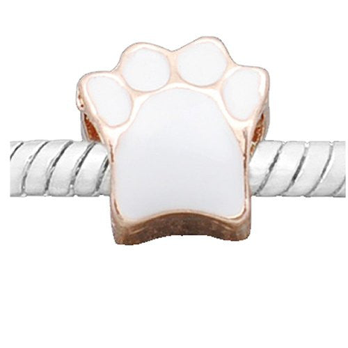 White Enamel Paw Charm European Bead Compatible for Most European Snake Chain Bracelet - Sexy Sparkles Fashion Jewelry