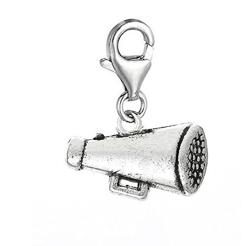 Clip on Cheerleader Megaphone Charm Dangle Pendant for European Clip on Charm Jewelry w/ Lobster Clasp - Sexy Sparkles Fashion Jewelry