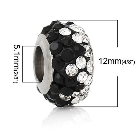 Clear and Black  Crystals Charm Bead for snake charm Bracelet #3053 - Sexy Sparkles Fashion Jewelry
