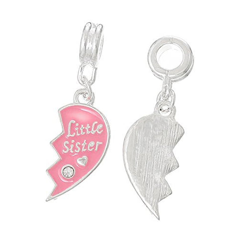Little Sister Heart European European Bead Compatible for Most European Snake Chain Charm Bracelet - Sexy Sparkles Fashion Jewelry - 3