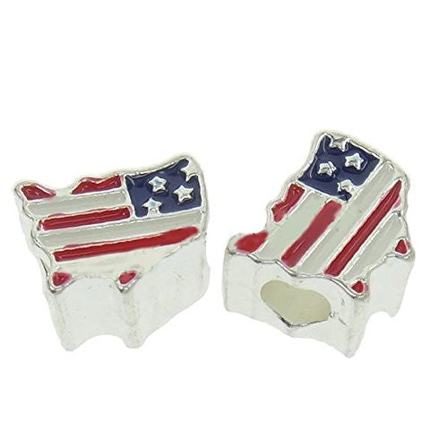 America w/ American Flag Charm European Bead Compatible for Most European Snake Chain Bracelet - Sexy Sparkles Fashion Jewelry