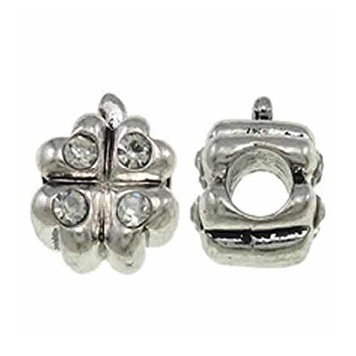 Four Leaf Clover with Clear Crytals Charm European Bead Compatible for Most European Snake Chain Bracelet - Sexy Sparkles Fashion Jewelry