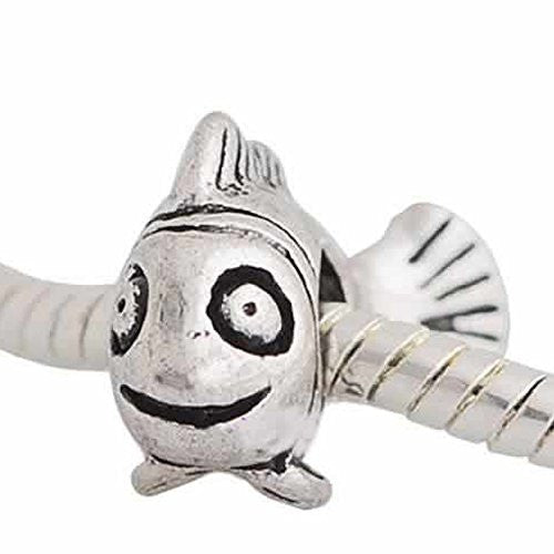 Silver Tone Fish Charm European Bead Compatible for Most European Snake Chain Bracelet - Sexy Sparkles Fashion Jewelry - 1