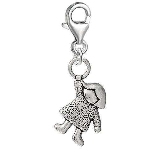 Little Girl Family Clip on Pendant Charm for Bracelet or Necklace - Sexy Sparkles Fashion Jewelry