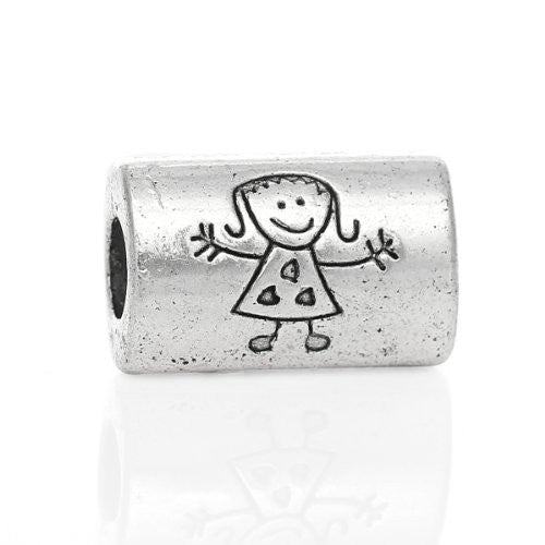 Little Girl Charm Bead Compatible with Snake Chain Charm Bracelet