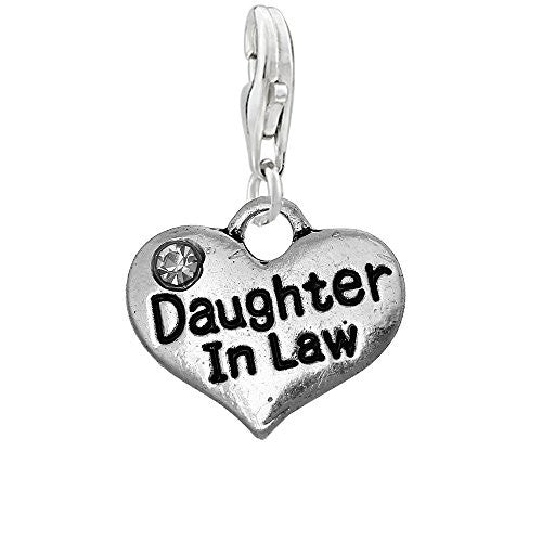 Daughter in Law Heart Clip on Pendant Charm for Bracelet or Necklace - Sexy Sparkles Fashion Jewelry